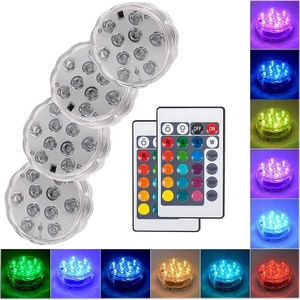 10 LED Remote Control RGB Diving Lights Battery Powered Underwater Night Light Vase Bowl IP65 Waterproof Garden Party Must Have Decorations