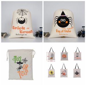 Halloween godisväska Presentsäck Handväskor Party Festival Treat eller Trick Pumpkin Pouch Printed Canvas Väskor Hallowmas Jul Drawstring Totes 9 stilar GYL44