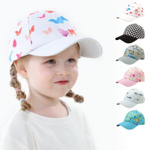 Barn baseball kepsar baby sommar justerbar cap ins tecknad tryck boll hattar grossist casual strand djur plaid hatt mode tillbehör huvudbonad b7745