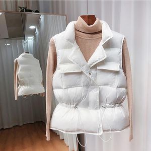 Running Jerseys Light Down Vest Women Short Windproof Lightweight Warm Waistcoat Female White Duck Coat Sleeveless 2021 Winter