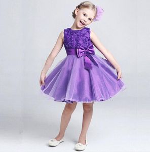 Nuovo vestito da ragazza di fiori per bambini Abito da cerimonia formale con abito senza schienale in tulle di pizzo principessa