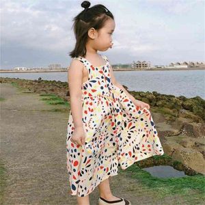 Summer Girls' Dress Cute Abstract Colorful Dot Suspender Princess Party Children's Baby Kids Girls Clothing 210625