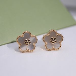 Models In 2022 Plum Blossom Earrings S925 Full Body Sterling Silver Rose Gold Fritillaria Inlaid Luxury Brand Jewelry