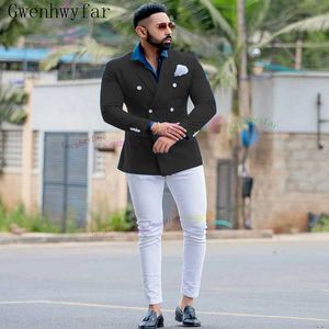 Gwenhwyfar 2020 Yeni Erkekler Takım Elbise Kostüm Blazer Pantolon Terzi-Made 2 Parça Slim Fit Siyah İş Gelinlik G3017 X0909