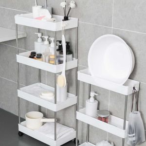 slim kitchen storage carts Wheels trolley Bathroom storage organization cart with wheels Storage shelves bathroom accessories 210705