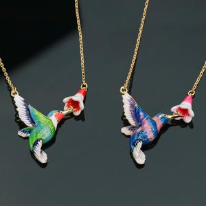 Chains Enamel Accessories Niche Design Sense Hummingbird Colored Glaze Necklace Clavicle Chain British Vintage Jewelry