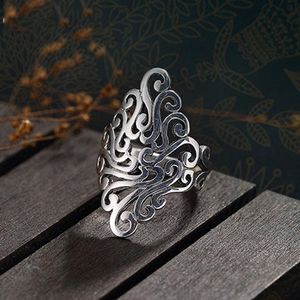 Fedi Nuziali Bijoux Argento Fiore Grande Per Donna Regali Di Natale Anello Aperto Regolabile Donna Boho Gioielli Anelli