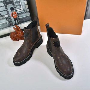 2022 Designer Kvinnor Beaubourg Ankel Boots Fashion Squad Chunky Luxury Boot Calfskin Martin Vinter Ladies Silk Cowhide Leather Platform Flat High Top Sneakersus