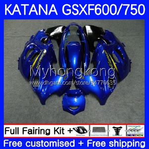 Fairings för Suzuki Katana GSX600F GSXF750 GSXF 600 750 CC GSXF-600 18NO.23 GSX750F Glansblå 600cc 750cc 03 04 05 06 07 GSXF600 GSXF-750 2003 2004 2005 2006 2007 Kropp