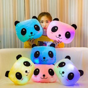 Colorful luminous panda pillow plush toy giant pandas doll Built-in LED lights Sofa decoration pillows Valentine day gift kids toys bedroom sofa
