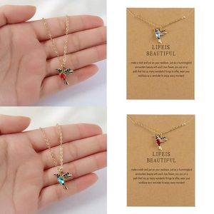 Pendant Necklaces Hummingbird Women Necklace Cute Birds Gold Color Clavicle Chain Fashion Choker Rhinestone Girls Party Jewelry