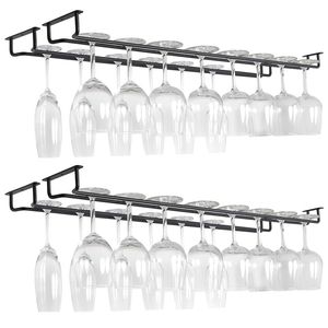 Iron Wall Mount Wine Glass Hanging Holder Goblet Stemware Storage Organizer Rack Wine glass storage kitchen bar accessories 211110