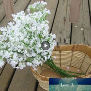 5 pcs vita konstgjorda blommor körsbärsblommor gypsophila falska växter diy bröllop bukett vaser heminredning faux julgren