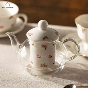 Stile europeo Rose Flower Teapot Set Phnom Penh tazza e cucina cucina cucina tazza da caffè in ceramica sovraccarichi 210724