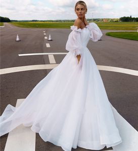 Trägerloses Ballkleid mit gerafftem Oberteil 2022, Organza-Hochzeitskleid mit abnehmbaren langen Ärmeln, Empire-Brautkleid, Vestidos de Noiva Robe Mariee