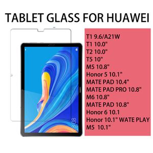 Tablet Glass Screen Protector för Huawei Pad T1 T5 10,0 M5 10.8 Honor 5 10.1 Mate Pad 10.4 Pro 10.8 Glas i Opp-väska