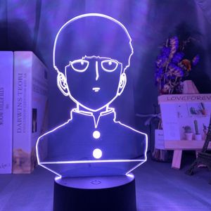 夜のライト3DランプアニメMob Psycho 100 Shigeoフィギュアナイトライト子供のための子供の寝室装飾的な雰囲気カラフルなテーブルUSBギフト