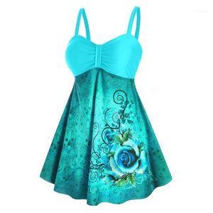 Costume da bagno di grandi dimensioni 5XL Costume da bagno sexy con stampa floreale Plus Crop Top Gonna Costumi da bagno Donna Due pezzi Halter Swim Dress1