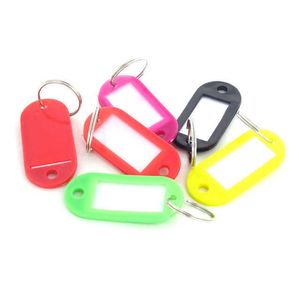 5cm x2 cm Plastic Sleutelhanger ID en naam Tags met split ring voor bagage sleutelhangers Sleutelringen pc s