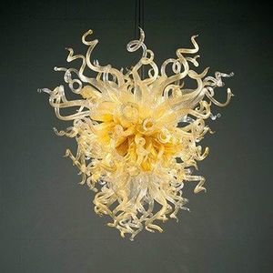 Art Decoration Pendant Lamps Light Champagne Color Living Room Home Romantic Hand Blown Murano Glass Crystal Chandelier Factory Sale 28 or 32 Inches