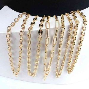 5pcs trendig punk kubansk choker halsband krage uttalande hip hop guld färg länk kedja halsband kvinnor män smycken x0509