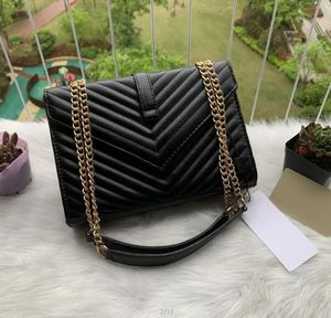 Yüksek Kalite 2 renk Kadın Omuz çantası siyah ve altın zincir çanta Crossbody Saf renk çanta Messenger Tote Çanta Cüzdan