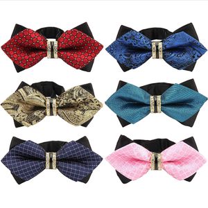 Bowtie brudgum färgglada rutiga cravat gravata mode fjäril bröllop lyxiga bågar män presenttillbehör