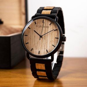 Relojes de pulsera Relogio Masculino Bobo Birro Cuarzo Hombre Zebra Relojes de pulsera de madera Simple Design Timeboom Papel Caja de regalo Hacer DROP personalizado