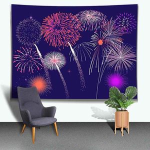 Tapestries Ine Ive Summer Holiday Fireworks Tapestry World Purple Wall Hanging Dream Decoration
