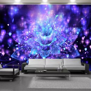 Floral 3d Modern Wallpaper Wallcovering Dreamy Colorful Purple Flower Interior Home Decor Living Room KTV Painting Mural Wallpapers