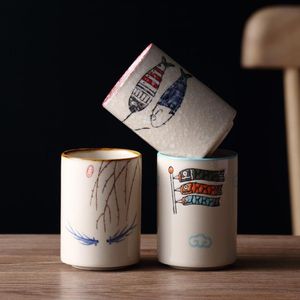Kupalar 188ml Japon Alt Sırtı Renk Seramik Çay Kupası Ev Seti Retro Küçük El Boyalı Şişe