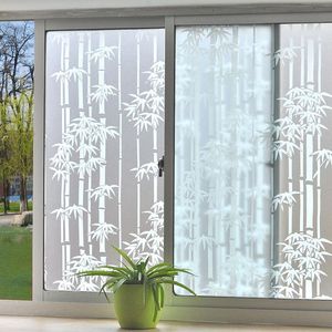 Adesivos de janela adesivo de privacidade de filme fosco para vidro com cola quarto de banheiro de bambu branco