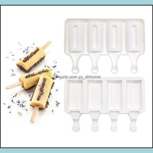 Mod. per cottura Bakeware Cucina, Sala da pranzo Bar Giardino domestico 4 celle Stampi per gelato Sile per uso alimentare Lolly Zer Popsicle Maker Drop Delivery 2021 4