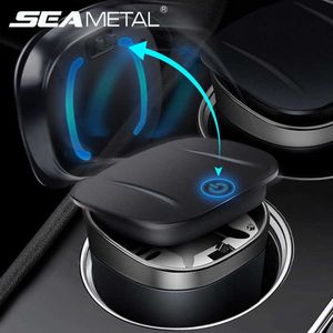 Car Ashtray Auto Cigarette e Ashtray LED Blue Light Cigarette Tobacco Ash Pocket Soot Flame ABS Metal Cup Portable Ashtray 210724