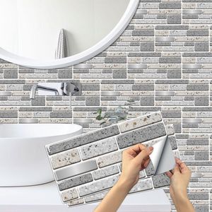 Duvar Çıkartmaları Gri Mozaik Tuğla Kendinden Yapışkanlı Kiremit Sticker Mutfak Backsplash Banyo Su Geçirmez Duvar Kağıdı PVC Çıkarılabilir DIY Sanat Çıkartmaları