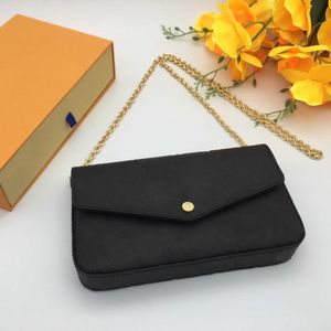Women Messenger Leather Handbag Evening Bag Original Box 3 In 1 High Quality Flower Checkers Shoulder Bags Cross Body Wallet Date Code