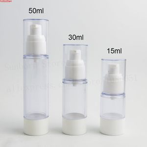 12 x 15 мл, 30 мл, 50 мл, пустой многоразовый белый прозрачный безвоздушный вакуумный насос, бутылка-контейнер, дозатор для крем-лосьона, высокое качество 1oz