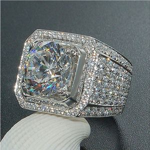 Homens Diamond Solitaire Anéis Domineering Moda Anel de Moda Geométrico Tamanho Quadrado 8-13