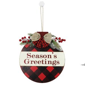 20pcs Merry Christmas Wooden Home Wall Door Plate Hanging Decoration Plates The Red Fruit Hawthorn Lattice LLD10872