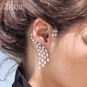 ZAKOL New Arrival Water Drop Cubic Zirconia Stud Earring Simple for Women Luxury Wedding Jewelry Gift FSEP2534