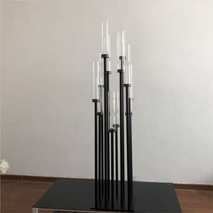 decorazione alto candelabro di cristallo nero candela bastone holer in vendita centrotavola di nozze senyu801