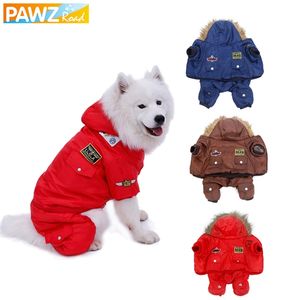 5 Tamanho Roupas de cão de estimação para cães grandes casacos de inverno espessos quentes para pequenos vestidos de cachorrinho de cachorro grande macacão hoodies cão 211106