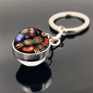 Solar Moon Key Ring Double Cabochon Glass Ball Universe Star Keychain Holders Bag Hangs Fashion Jewelry Gift Will and Sandy