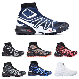 2023 新 Snowcross Cs トレイル冬の雪のブーツ白黒ボルト青赤靴下 Chaussures メンズトレーナーブーツ靴 40-46 高品質