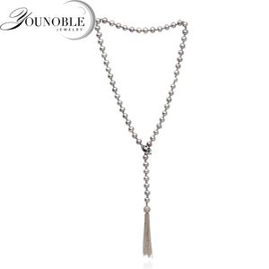 Real Cultured Freshwater Grey Long Pearl Necklace Women classic Tassel Natural Girls Anniversary Gift