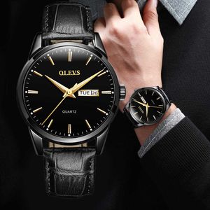 elevsメンズ腕時計の本物の革のトップブランドのファッションカジュアルスポーツの毎日のアナログクォーツの腕時計のための男性Reloj hombres x0625