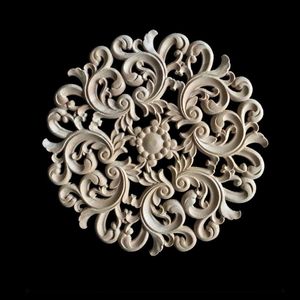 Oggetti decorativi Figurine Scultura in legno Fiore intagliato Applique in legno Porcellana Mobili Cancello Letto Corona Armadietto Decorazioni per la casa vintage 20CM 24CM 3