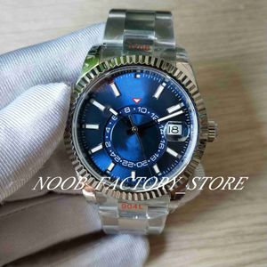 Super Factory Watches försäljning Blue Dial 42MM Herr Automatisk Cal.9001 Movement Herr 904L Stål 326934 GmtSky Datum Tidszon Sport Ring Kommando Med Månadsfunktion