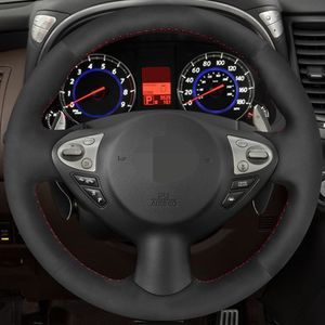 Capa de volante de carro de camurça preto para Nissan Juke Maxima 2009-2017 Sentra SV 370Z 2008-2020 Infiniti FX FX35 FX37 FX50 QX70