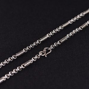 S925 Retro mens Tube Mantra Ring Pearl Chain Necklace Whole Thai Silver S Hook